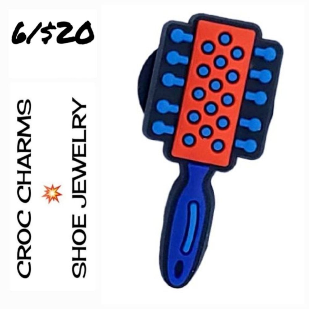 Round Hair Brush Croc Charm Blowout Beauty Hairbrush Jibbitz Style Girly
